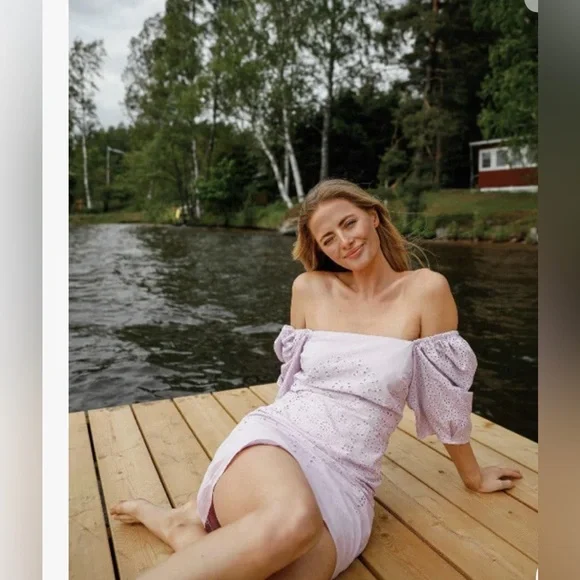 Blogger Dress Lilac Eyelet Puff Sleeve Spring XXS - Picture 1 of 7